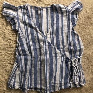 Old Navy White and Blue Striped Blouse